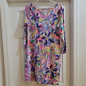 Lilly Pulitzer Pink and Purple Sheath Dress with Raglan Sleeves